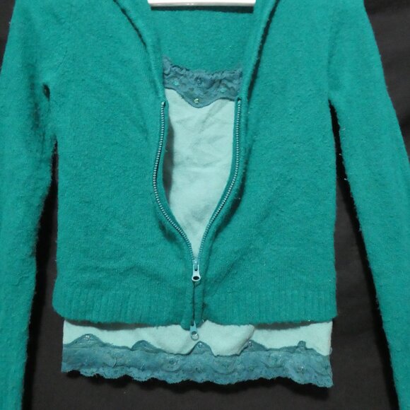 Unique Item | TAKEOUT | medium | Zip-Up Hooded Sweater - Lace Cami - Combo - Picture 6 of 15